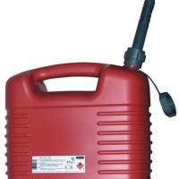 Fuel can 20l red HDPE PRESSOL with outlet pipe