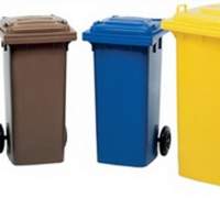 Large waste container 120l yellow on low-pressure PE wheel D.200mm