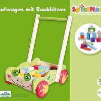 SpielMaus wooden trolley with building blocks, 20 pieces