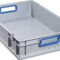 ALLIT transport stacking container L600xW400xH120mm, gray PP open handle