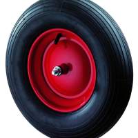 Wheelbarrow wheel with axle, grooved profile, Ø 400 mm, width: 100 mm, 300 kg