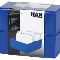 HAN index box DIN A6 landscape blue 3-pack
