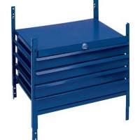 Shelving unit with 4 drawers LOGS 120 H520xW540xD390mm Blue RAL 5022 lockable