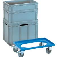 Transport trolley L610x410mm open ABS plastic frame blue carrying 250 kg