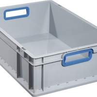 ALLIT transport stacking container L600xW400xH170mm, gray PP open handle