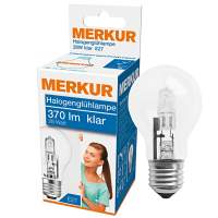 MERKUR halogen light bulb E27 370lm clear 28 watts, 10 packs