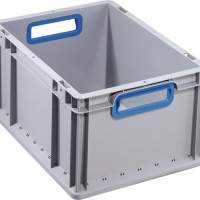 ALLIT transport stacking container L400xW300xH220mm, gray PP open handle