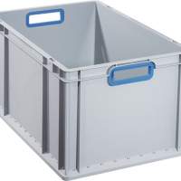 ALLIT transport stacking container L600xW400xH320mm, gray PP open handle